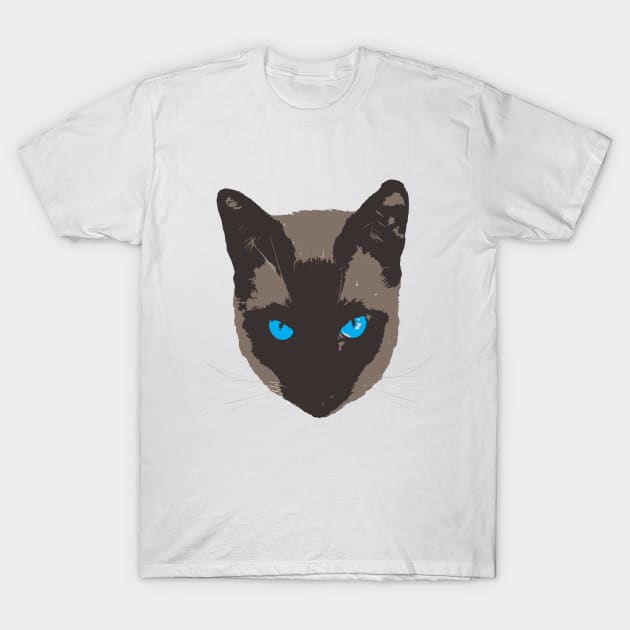 Bright Blue Eyes Cat Siamese T-Shirt by Chaiyat